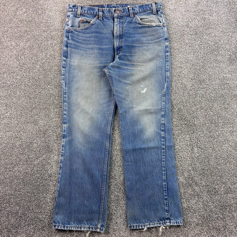 Vintage Levi's 517 Jeans Mens 36x30 Blue Denim Bootcut Orange Tab Whiskers